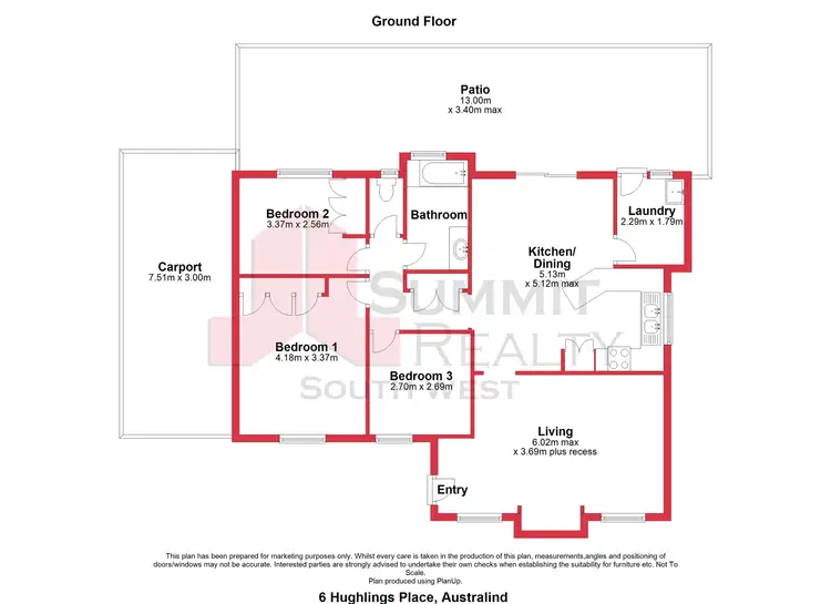 Floorplan of Homely house listing, 6 Hughlings Place, Australind WA 6233