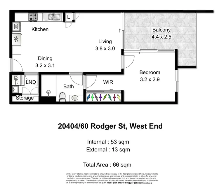 Floorplan of Homely apartment listing, 20404/60 Rogers Street, West End QLD 4101