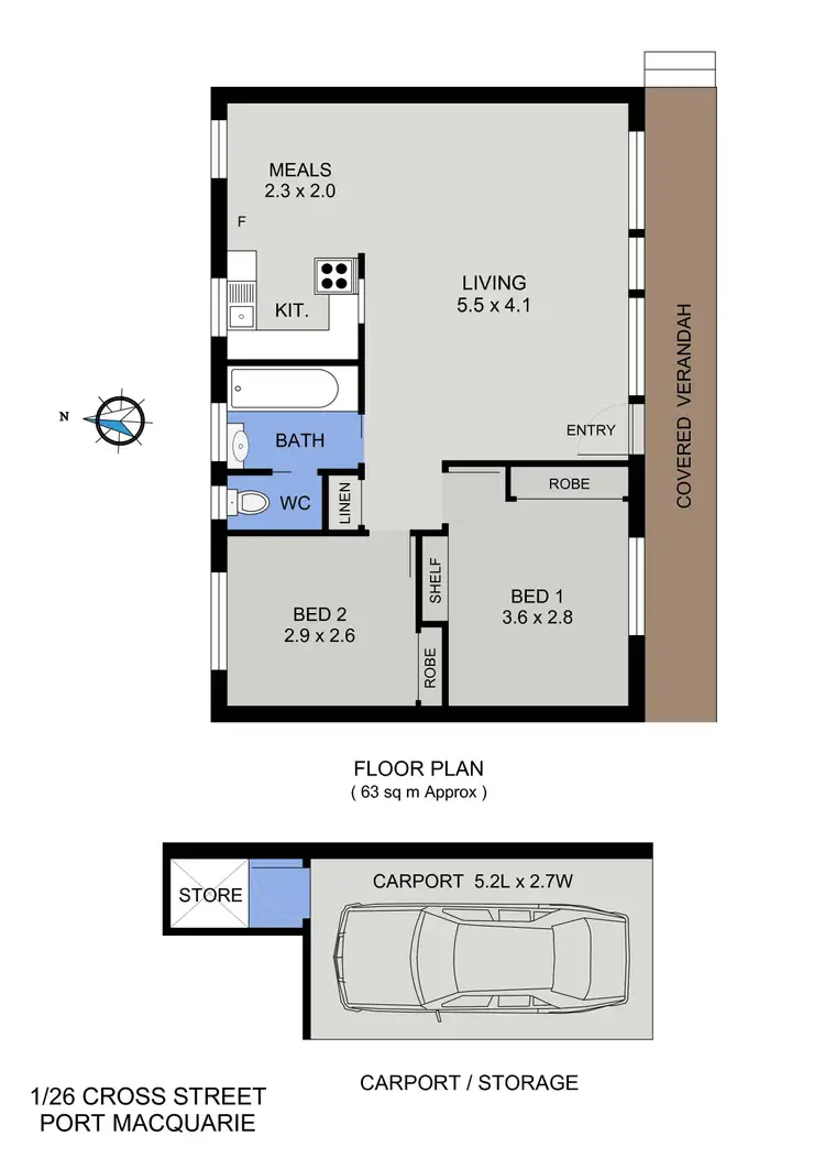 Floorplan of Homely unit listing, 1/26 Cross Street, Port Macquarie NSW 2444