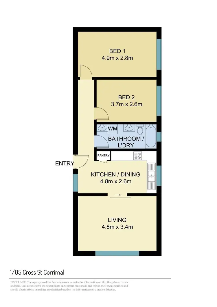 Floorplan of Homely unit listing, 1/85 Cross Street, Corrimal NSW 2518