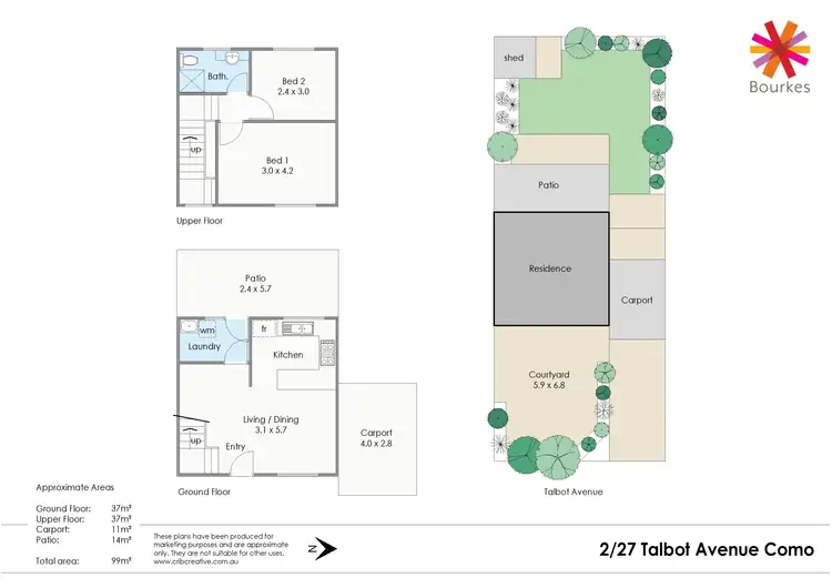 Floorplan of Homely townhouse listing, 2/27 Talbot Avenue, Como WA 6152