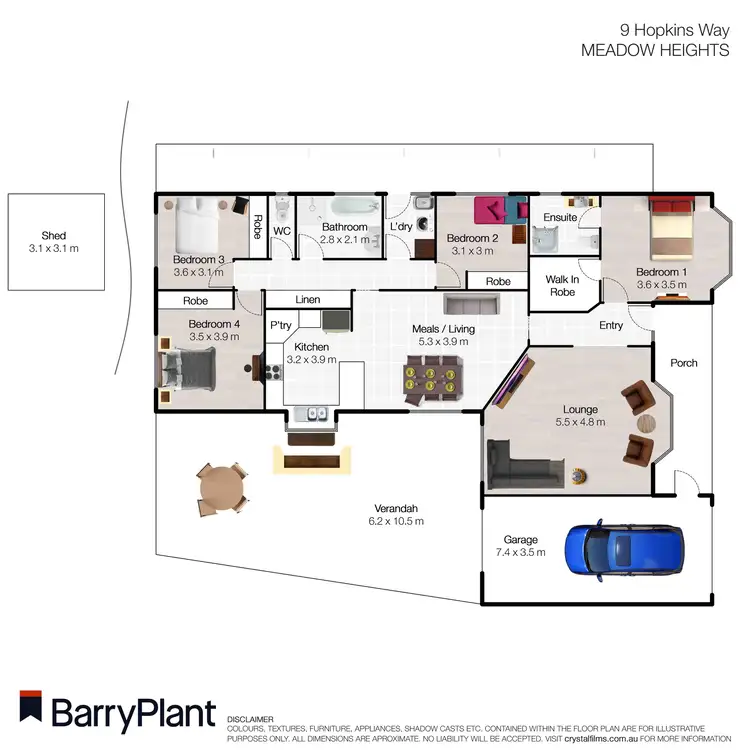 Floorplan of Homely house listing, 9 Hopkins Way, Meadow Heights VIC 3048
