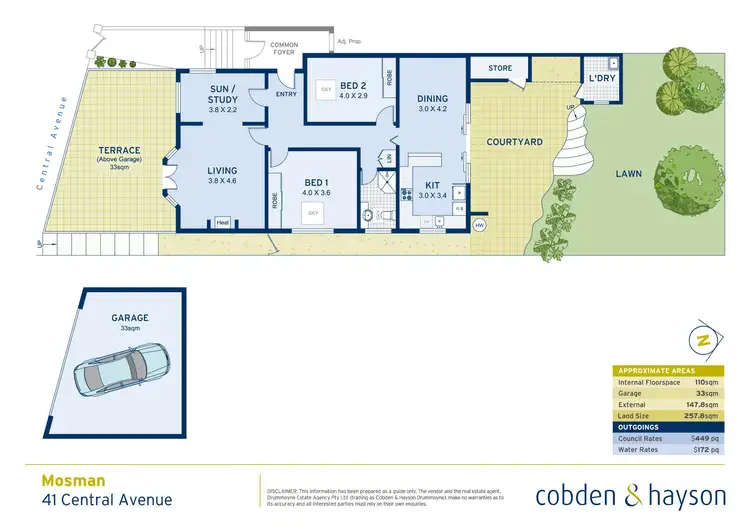 Floorplan of Homely semi-detached listing, 41 Central Avenue, Mosman NSW 2088