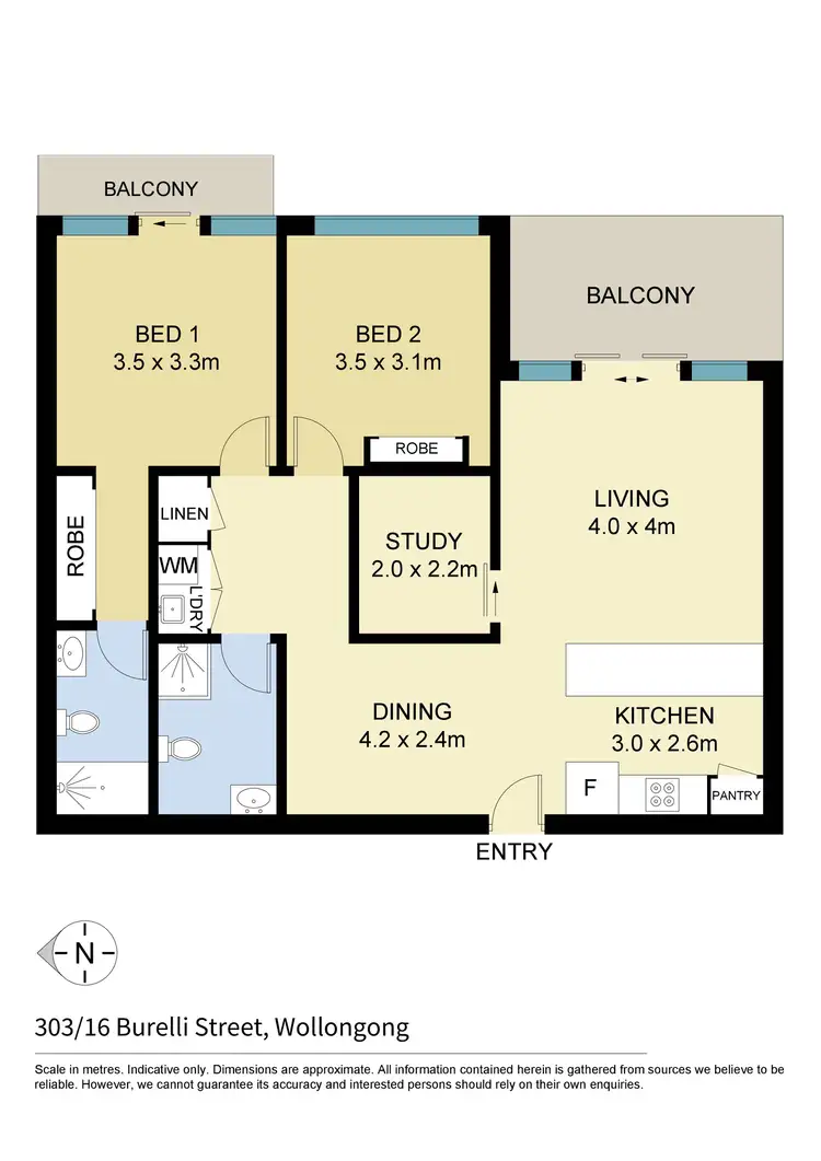 Floorplan of Homely apartment listing, 303/16 Burelli Street, Wollongong NSW 2500