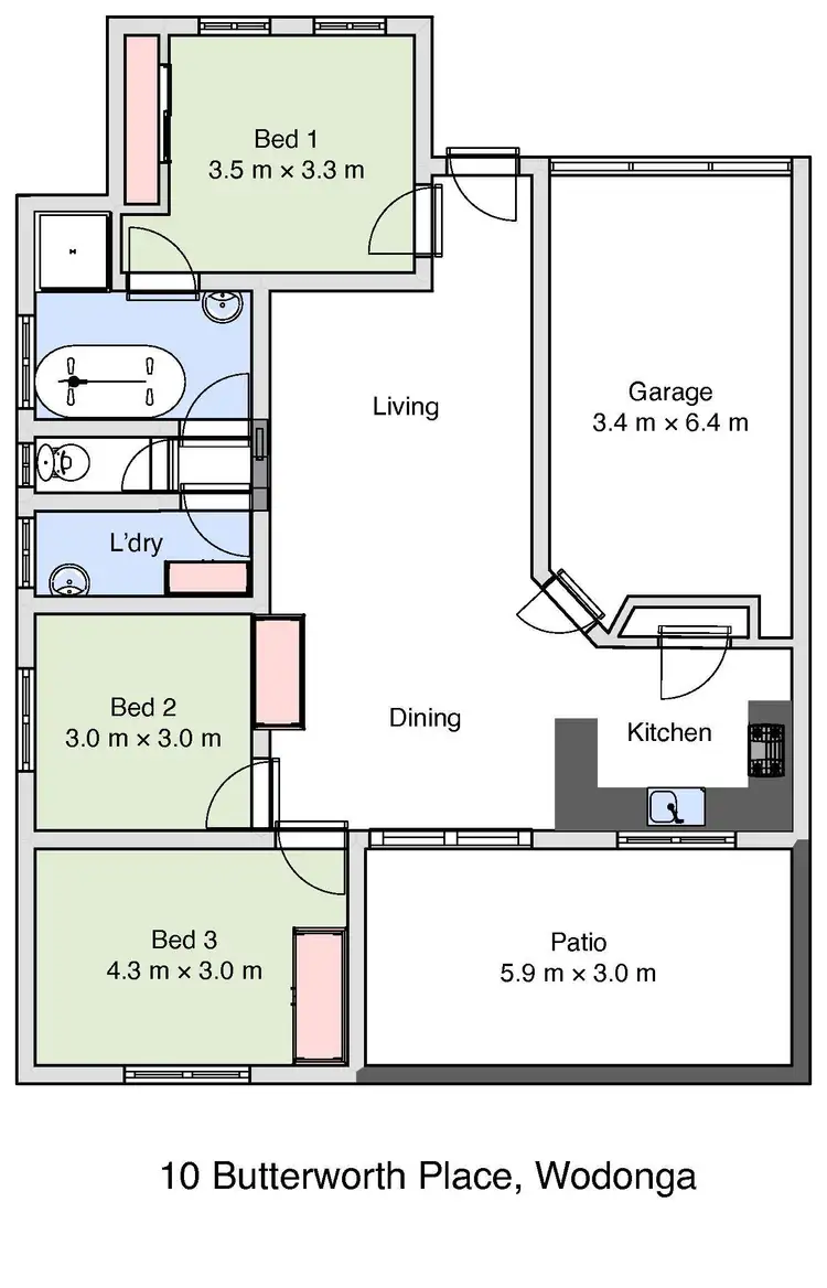 Floorplan of Homely house listing, 10 Butterworth Place, Wodonga VIC 3690