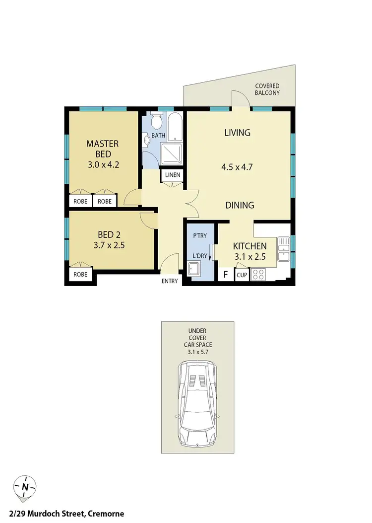 Floorplan of Homely apartment listing, 2/29 Murdoch Street, Cremorne NSW 2090