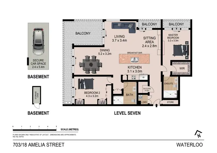 Floorplan of Homely apartment listing, 703/18 Amelia Street, Waterloo NSW 2017