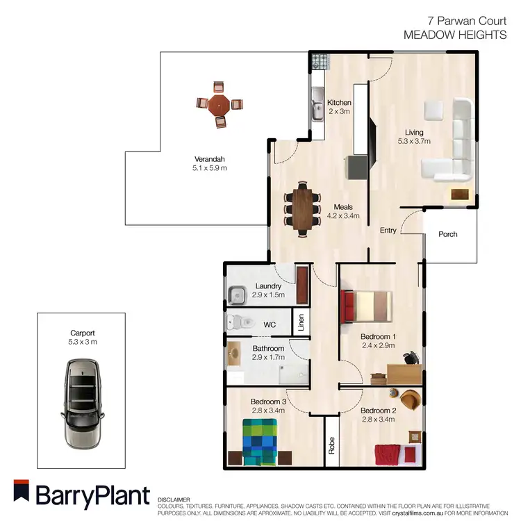 Floorplan of Homely house listing, 7 Parwan Court, Meadow Heights VIC 3048