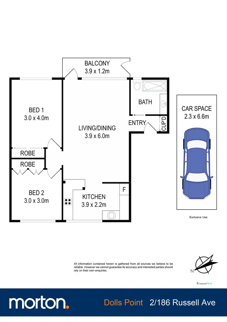 Floorplan of Homely apartment listing, 2/186 Russell Avenue, Dolls Point NSW 2219