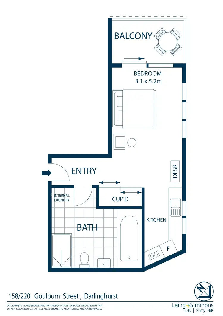 Floorplan of Homely apartment listing, 158/220 Goulburn Street, Darlinghurst NSW 2010