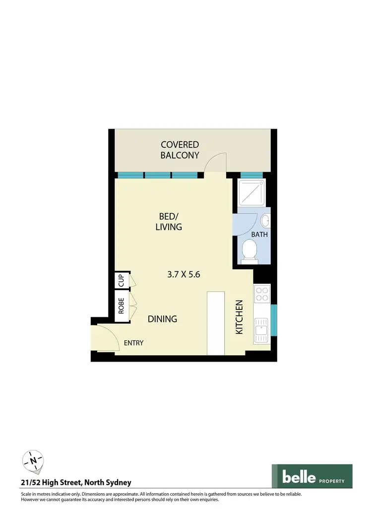Floorplan of Homely studio listing, 21/52 High Street, North Sydney NSW 2060