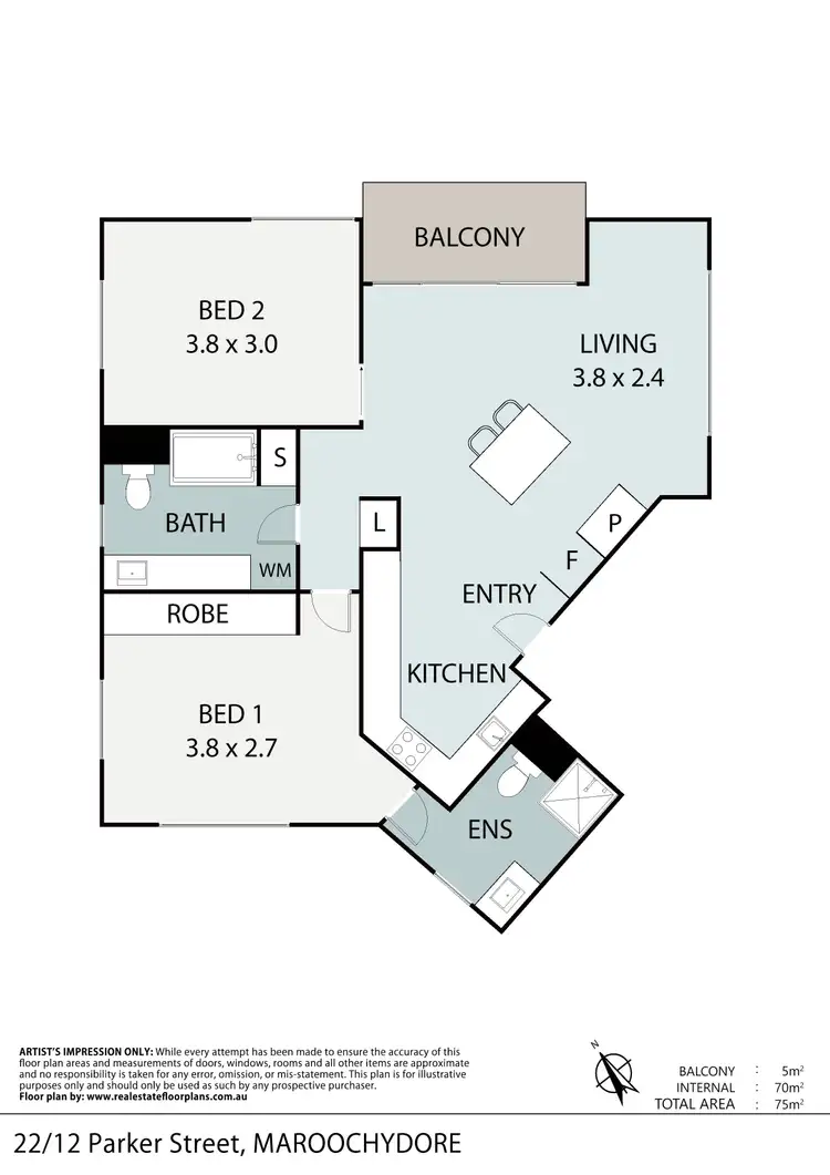 Floorplan of Homely unit listing, 22/12 Parker Street, Maroochydore QLD 4558