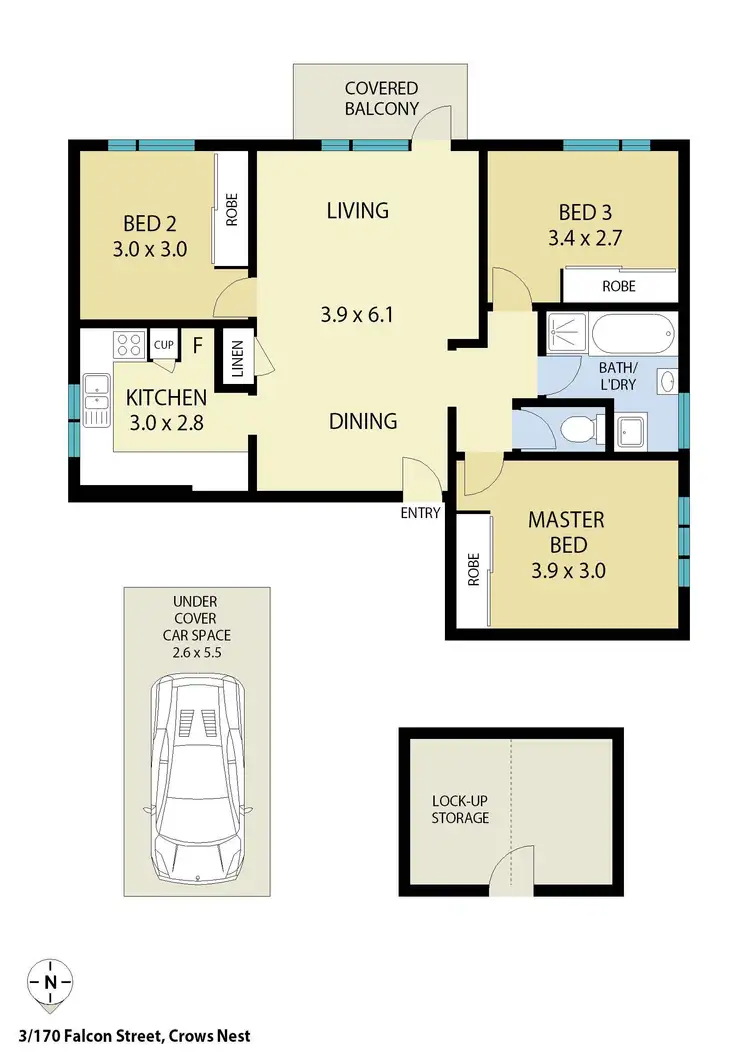 Floorplan of Homely apartment listing, 3/170 Falcon Street, Crows Nest NSW 2065