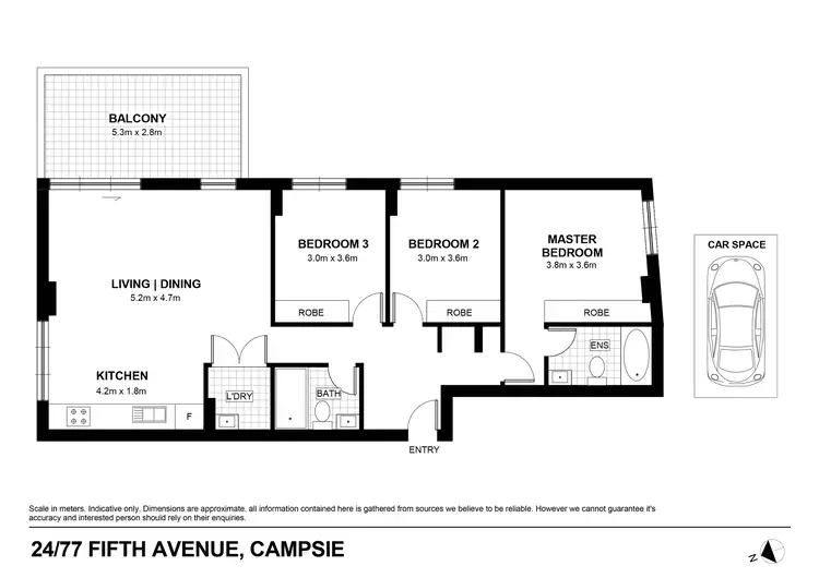Floorplan of Homely apartment listing, Level 3/24/77-87 Fifth Avenue, Campsie NSW 2194