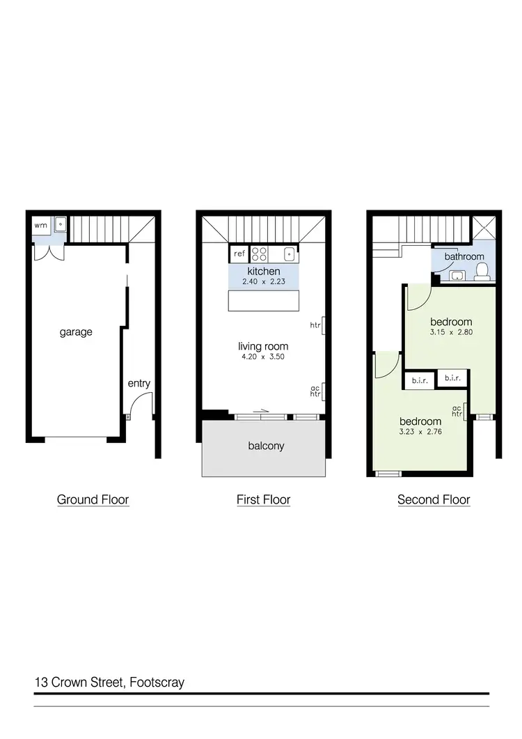 Floorplan of Homely townhouse listing, 13 Crown Street, Footscray VIC 3011