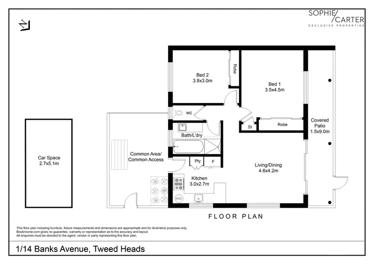 Floorplan of Homely unit listing, 1/14 Banks Avenue, Tweed Heads NSW 2485