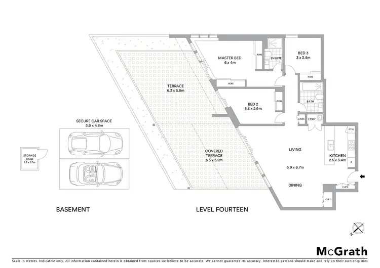 Floorplan of Homely unit listing, 1402/7 Magdalene Terrace, Wolli Creek NSW 2205