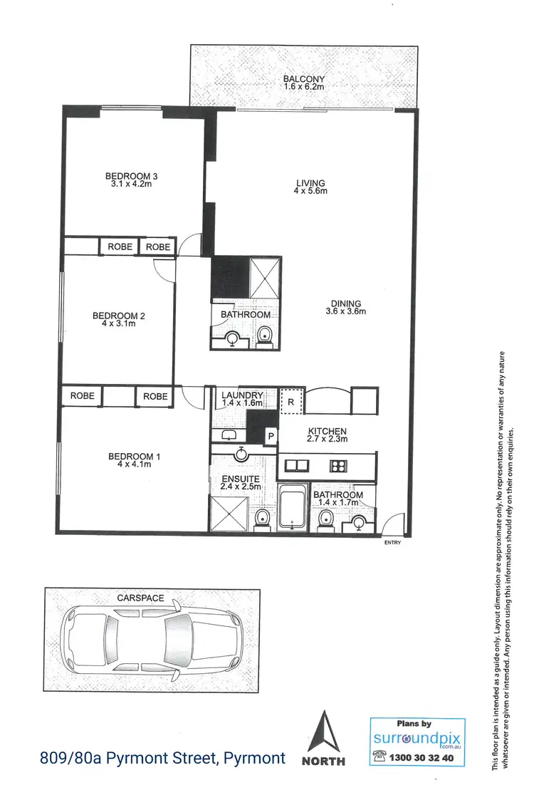 Floorplan of Homely apartment listing, 809/80A Pyrmont Street, Pyrmont NSW 2009