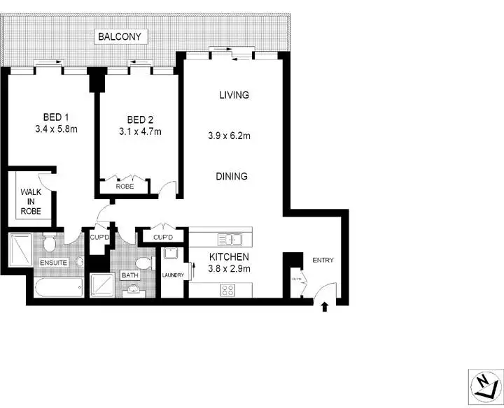 Floorplan of Homely apartment listing, 2603/183 Kent Street, Sydney NSW 2000