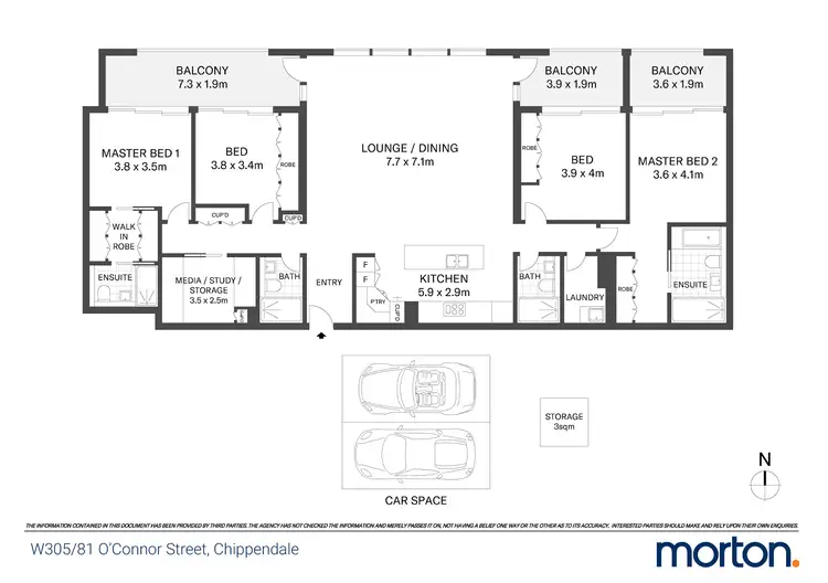 Floorplan of Homely apartment listing, W305/81 O'Connor Street, Chippendale NSW 2008