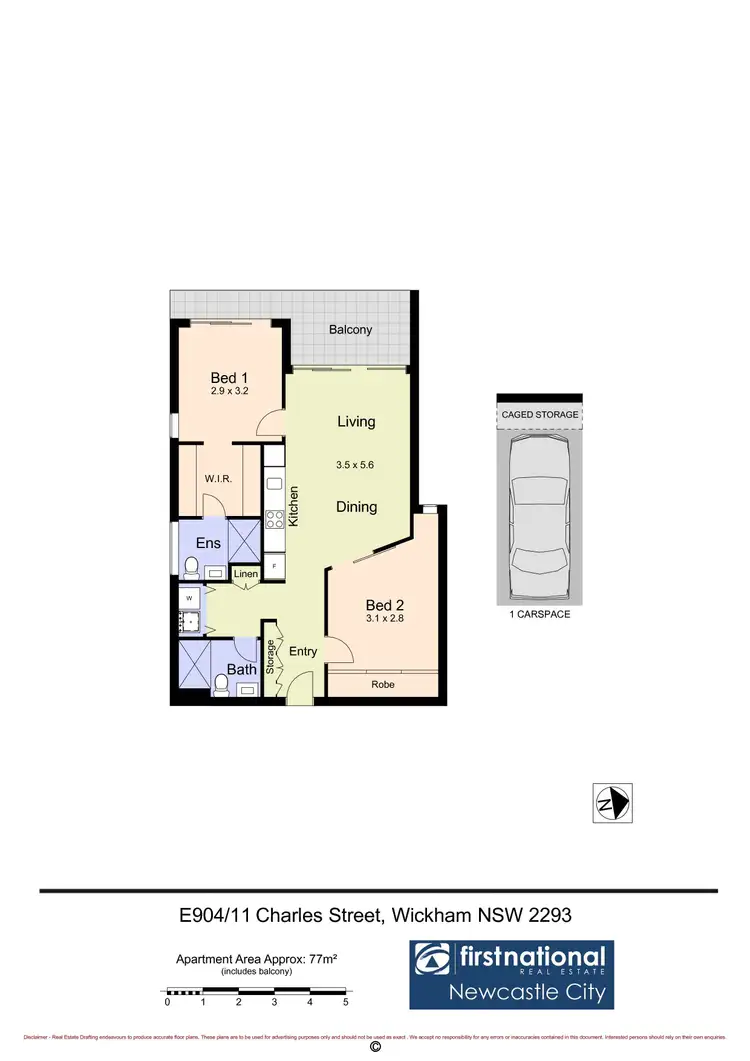 Floorplan of Homely unit listing, E904/11 Charles Street, Wickham NSW 2293