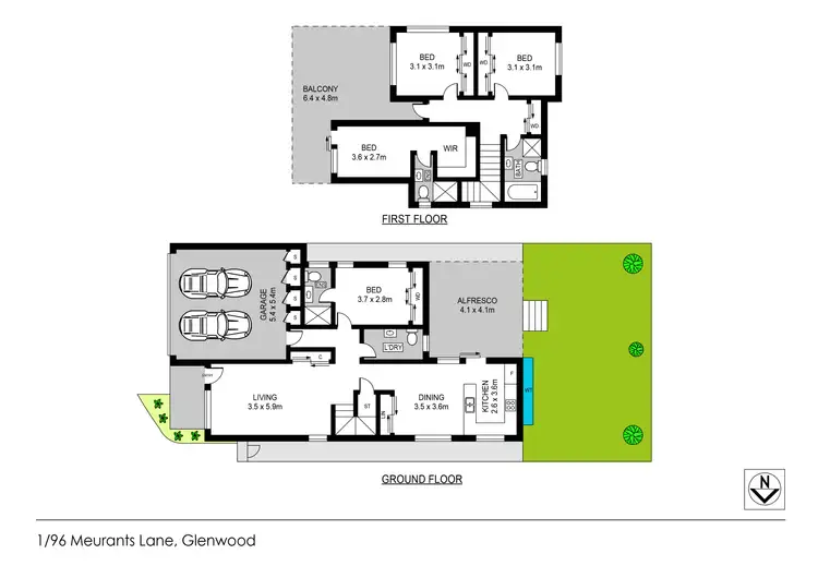 Floorplan of Homely townhouse listing, 1/96 Meurants Lane, Glenwood NSW 2768