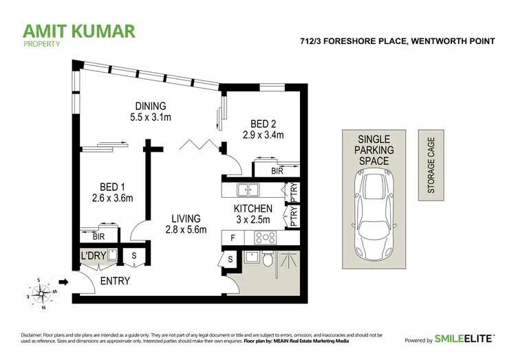 Floorplan of Homely unit listing, 712/3 Foreshore Place, Wentworth Point NSW 2127