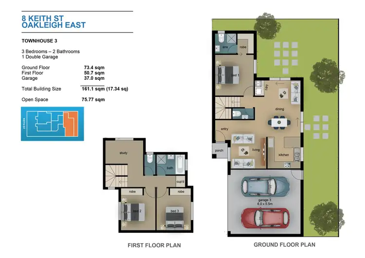 Floorplan of Homely townhouse listing, 3/8 Keith Street, Oakleigh East VIC 3166