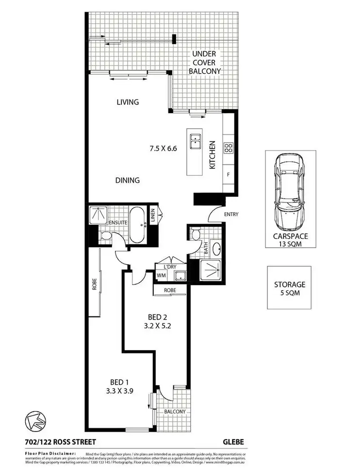 Floorplan of Homely apartment listing, 702/122 Ross Street, Glebe NSW 2037