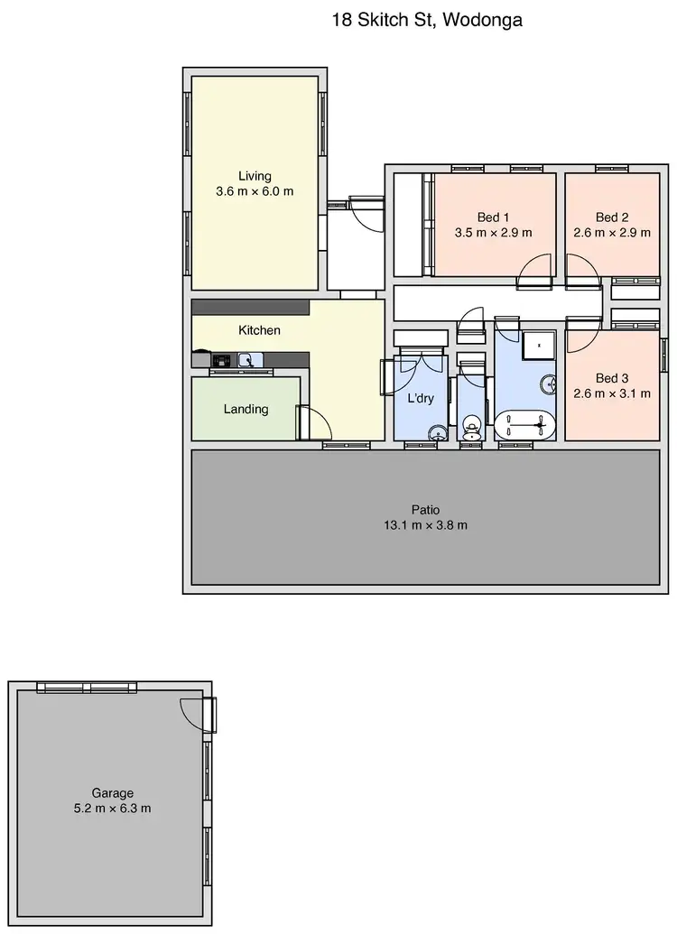 Floorplan of Homely house listing, 18 Skitch Street, Wodonga VIC 3690