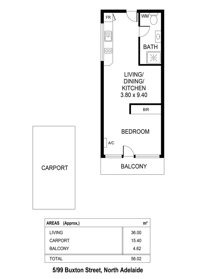 Floorplan of Homely unit listing, 5/99 Buxton Street, North Adelaide SA 5006