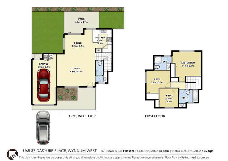 Floorplan of Homely townhouse listing, 65/37 Dasyure Place, Wynnum West QLD 4178