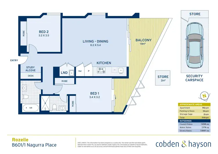 Floorplan of Homely apartment listing, B601/1 Nagurra Place, Rozelle NSW 2039