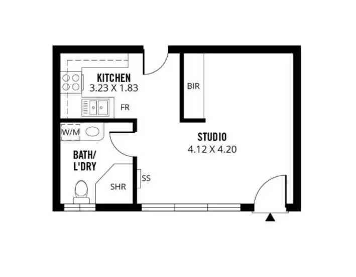 Floorplan of Homely studio listing, 3/26 South Terrace, Adelaide SA 5000