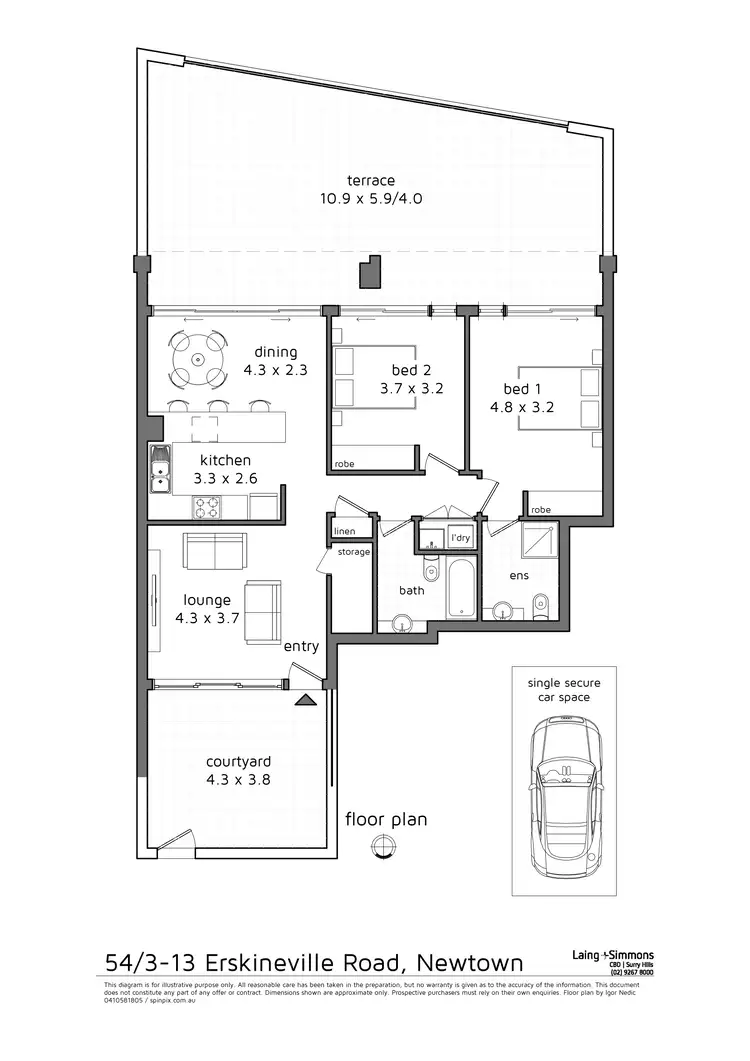 Floorplan of Homely apartment listing, 54/3-13 Erskineville Road, Newtown NSW 2042