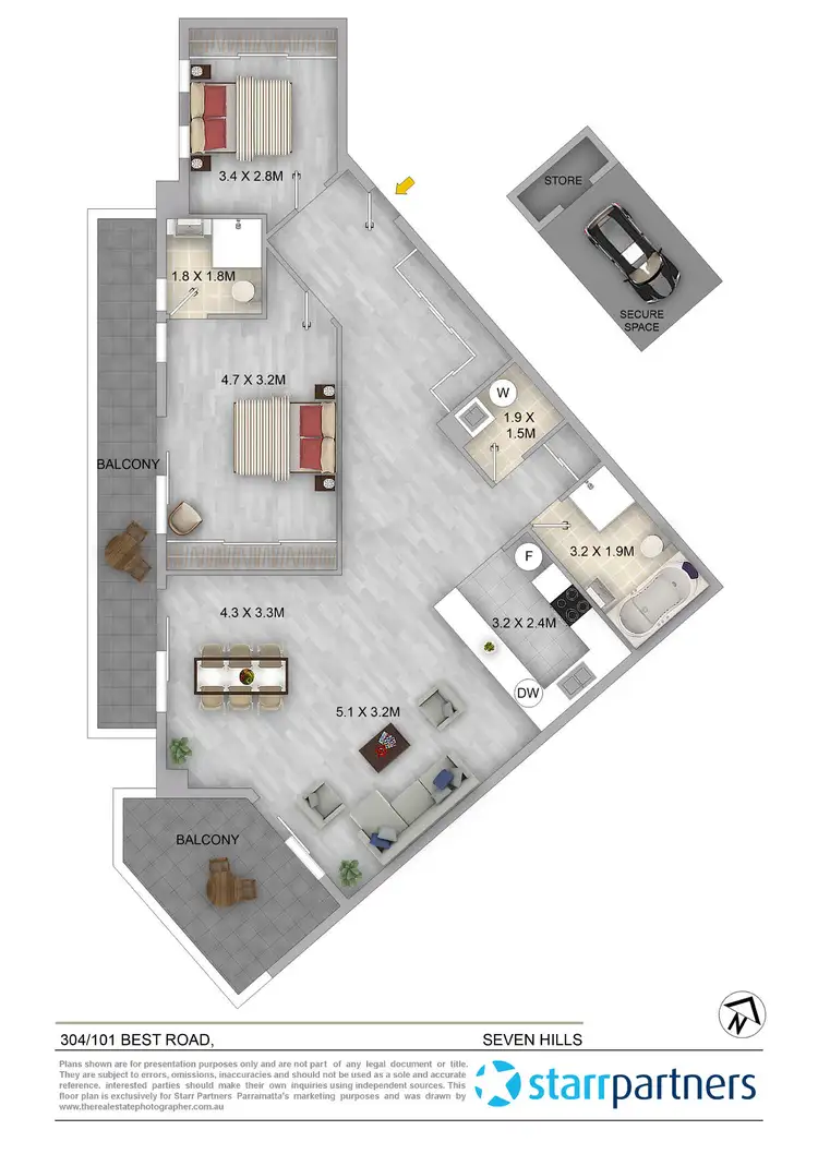Floorplan of Homely apartment listing, 304/101 Best Road, Seven Hills NSW 2147