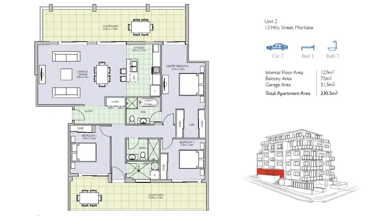 Floorplan of Homely unit listing, 2/13 Hilly Street, Mortlake NSW 2137