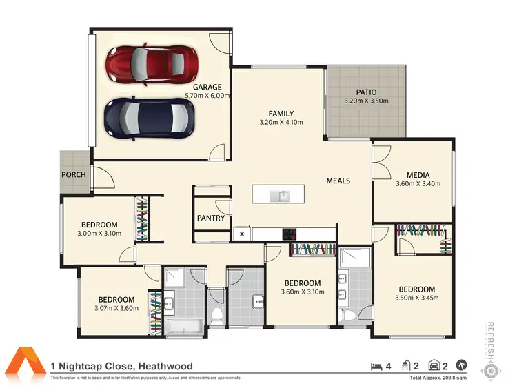 Floorplan of Homely house listing, 1 Nightcap Close, Heathwood QLD 4110