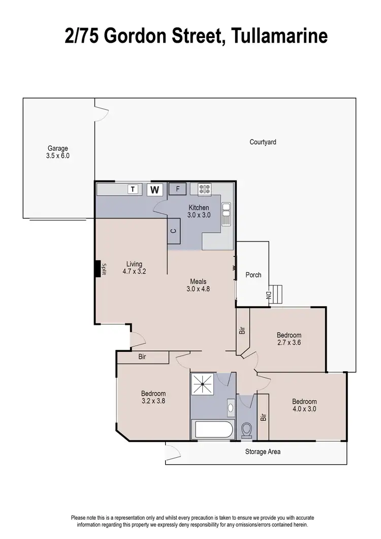 Floorplan of Homely unit listing, 2/75 Gordon Street, Tullamarine VIC 3043