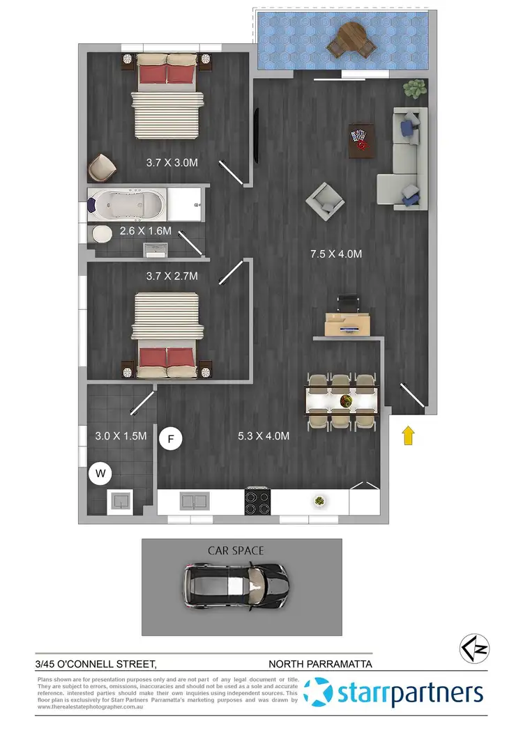 Floorplan of Homely apartment listing, 3/45 O'Connell Street, North Parramatta NSW 2151
