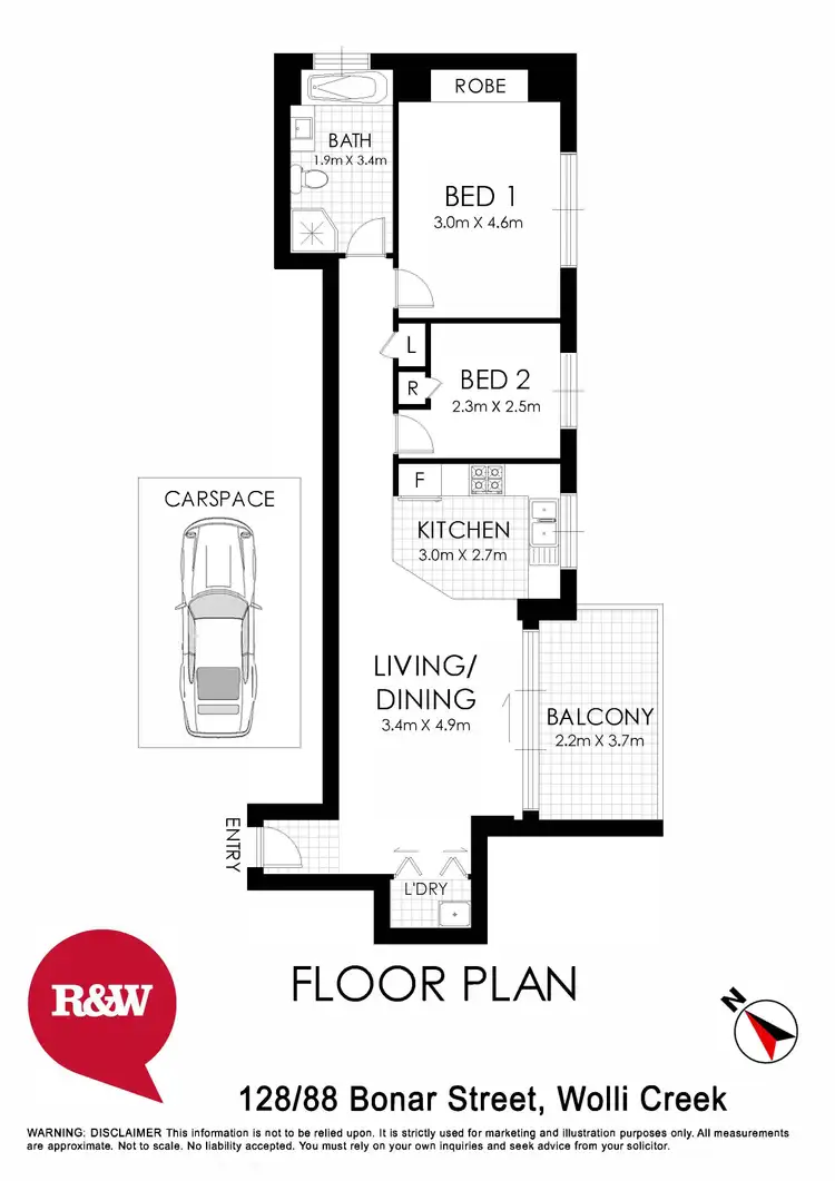 Floorplan of Homely apartment listing, 128/88 Bonar Street, Wolli Creek NSW 2205