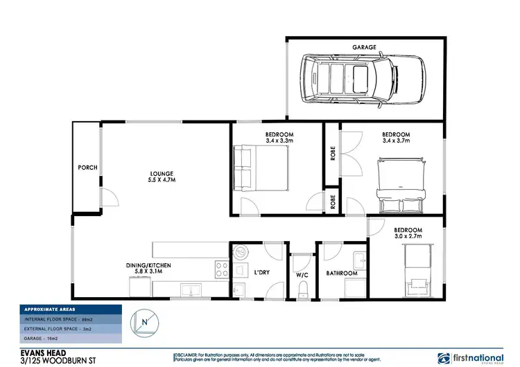 Floorplan of Homely unit listing, 3/125 Woodburn Street, Evans Head NSW 2473