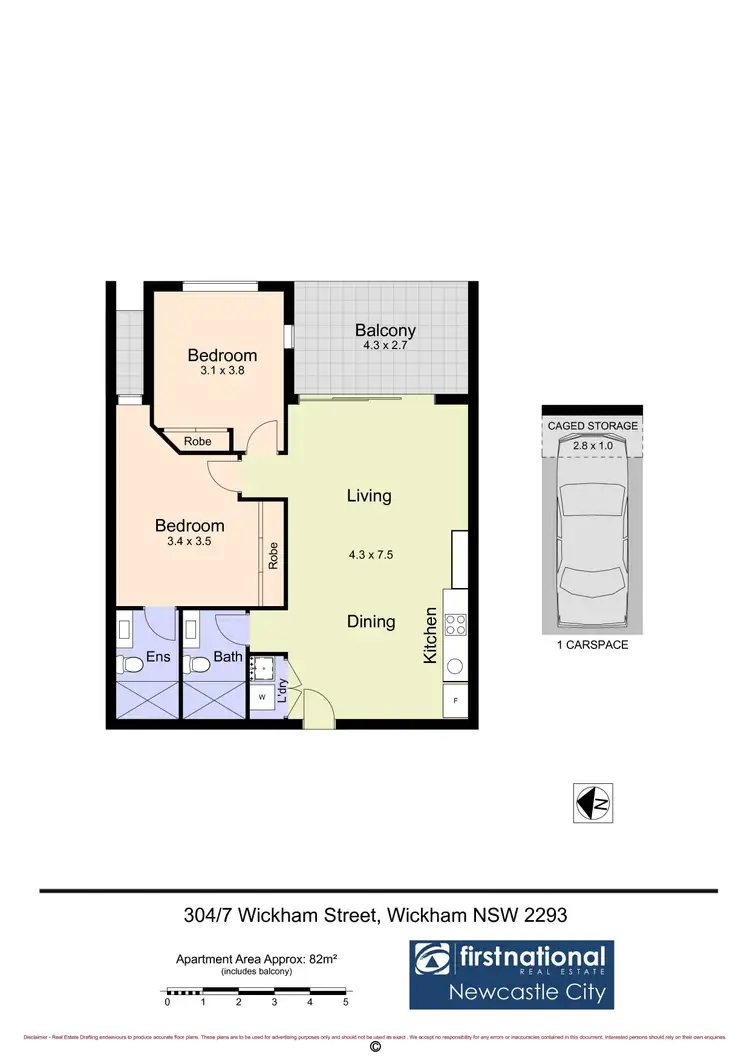 Floorplan of Homely apartment listing, 304/7 Wickham Street, Wickham NSW 2293