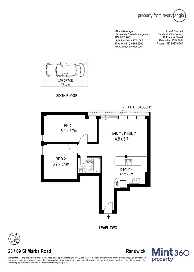 Floorplan of Homely apartment listing, 23/69 St Marks Road, Randwick NSW 2031