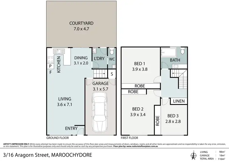 Floorplan of Homely townhouse listing, 3/16 Aragorn Street, Maroochydore QLD 4558