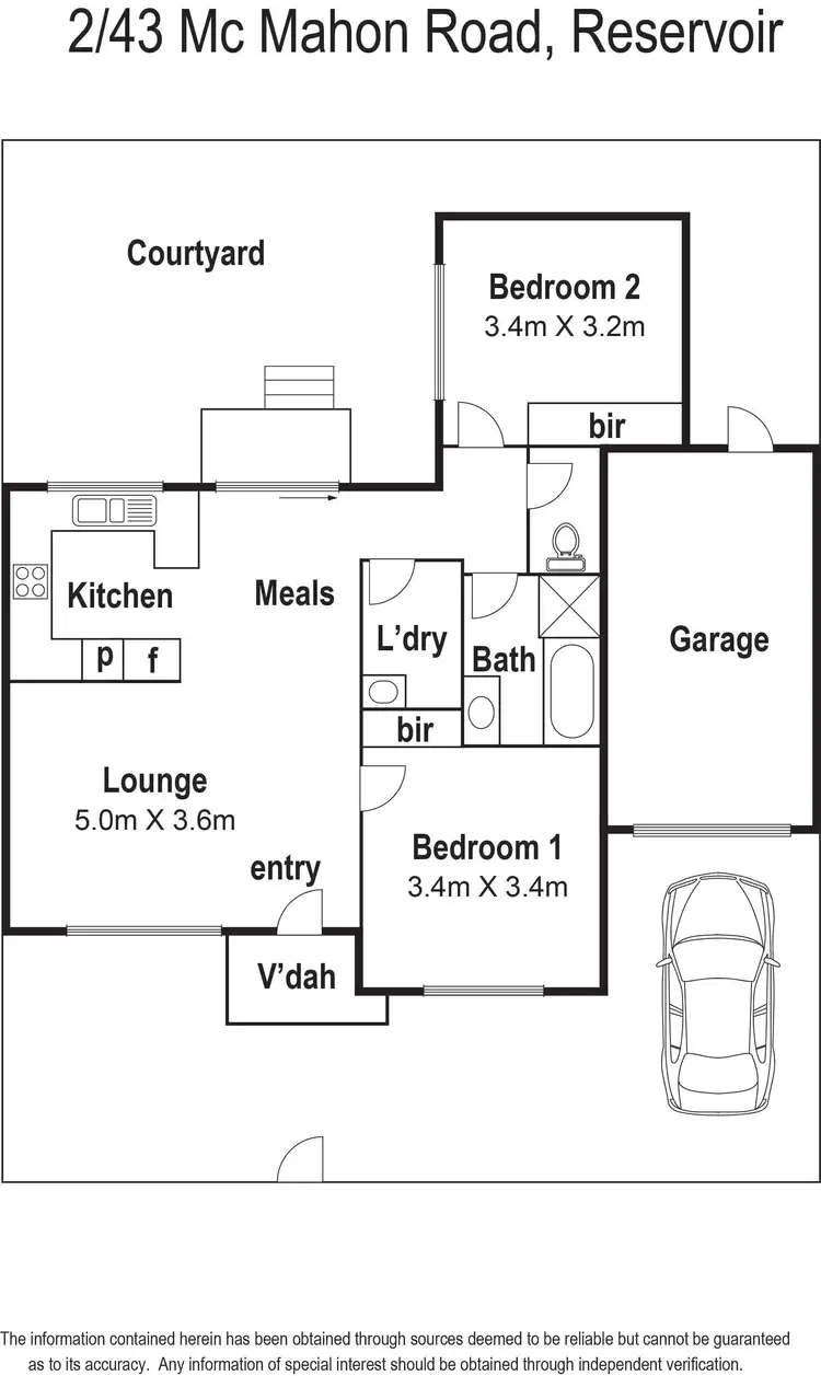 Floorplan of Homely unit listing, 2/43 McMahon Road, Reservoir VIC 3073
