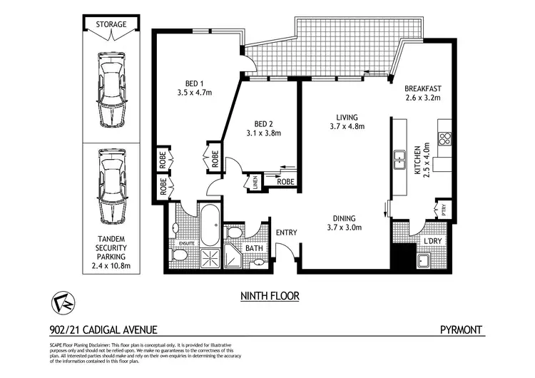 Floorplan of Homely apartment listing, 902/21 Cadigal Avenue, Pyrmont NSW 2009