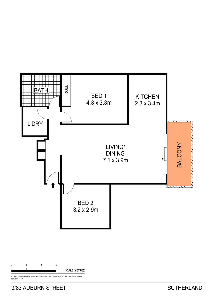 Floorplan of Homely apartment listing, 3/83 Auburn Street, Sutherland NSW 2232
