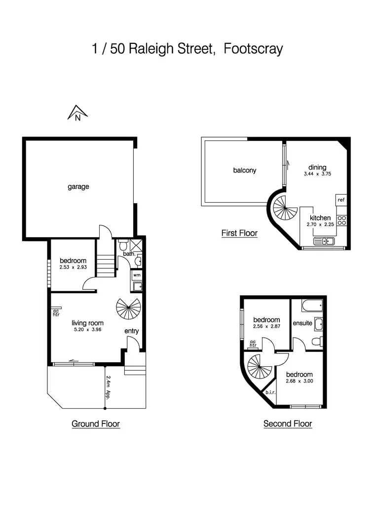 Floorplan of Homely townhouse listing, 1/50 Raleigh Street, Footscray VIC 3011