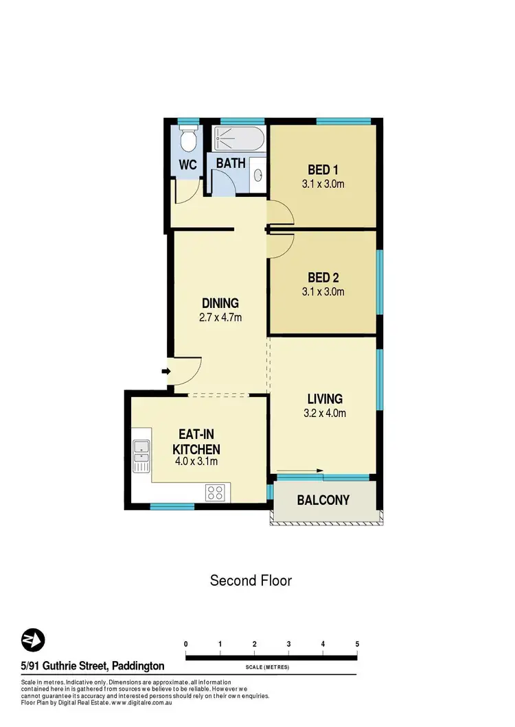 Floorplan of Homely unit listing, 5/91 Guthrie Street, Paddington QLD 4064
